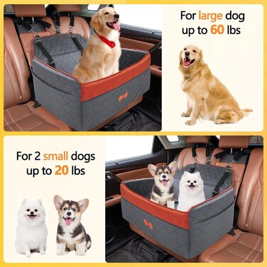 Автокрісло для собак PetsHome: комфортне та безпечне для середніх та великих собак. Знімний чохол, кишенька з Memory Foam, бічні кишені, 2 ремінці безпеки (сірий)