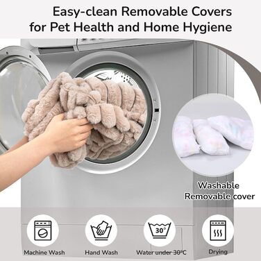 Килимок для котів, Кругле ліжко для кота, Домашнє ліжко для тварин, Ліжко для маленьких собак, Практичний, М'який, З неслизьким дном, Утеплене (50 x 50 см, 60 x 60 x 18 см, Коричневий)