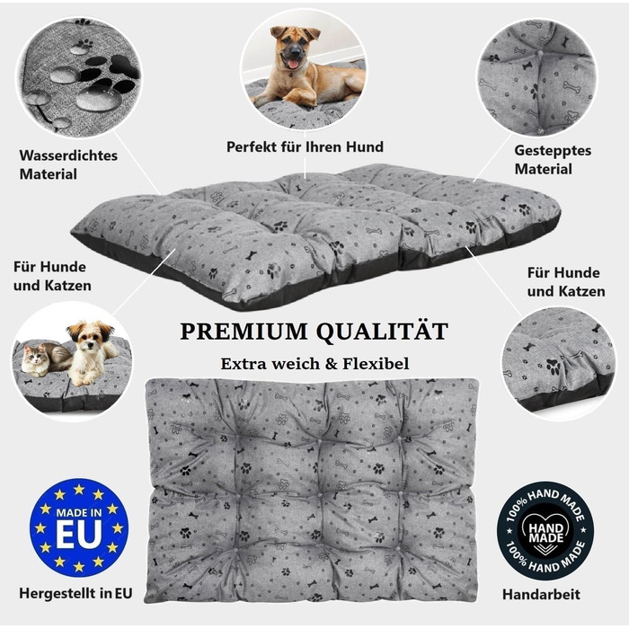 Крісло-ліжко для собак King Dog XL (120x80 см, сірий) - Водонепроникне, миється, з оксфордської тканини