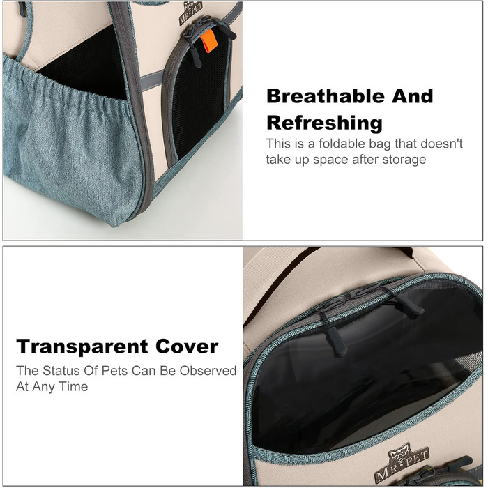 Рюкзак для тварин PETCUTE: переноска для собак та котів, дихаюча, з внутрішньою безпечною лінією та знімною підстилкою, до 8 кг (Абрикосовий)