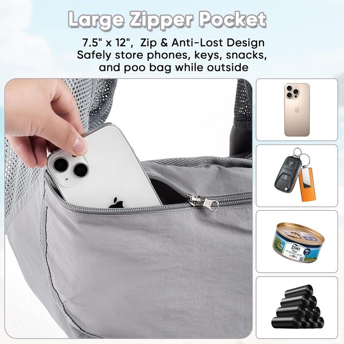 NATUYA Сумка-переноска для собак – легка та зручна, дихаюча сітчаста сумка для цуценят до 7 кг, сумка на блискавці, регульований ремінь для подорожей та прогулянок без рук