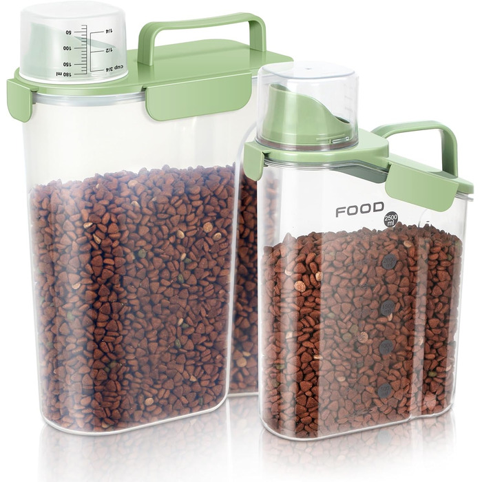 Контейнер для корму для собак, 3L/5L, BPA-free, з дозатором, зелений