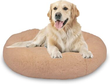 Ліжко для собак Mediashop Peaceful Pooch L 94см, бежеве, плюш, знімний чохол, водо- і брудовідштовхуюче, ортопедичне, антиковзке дно