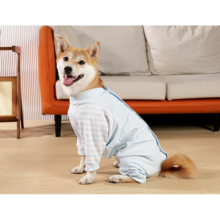 Піжама для собак після операції, боді для собак, анти-витік, довгий рукав, синій, розмір M