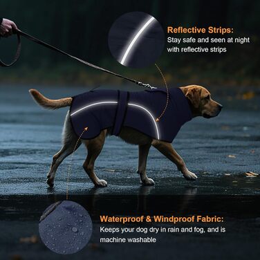 Водонепроникний зимовий одяг для собак Dotoner, теплий, з підкладкою з флісу, для великих собак XL, морський колір