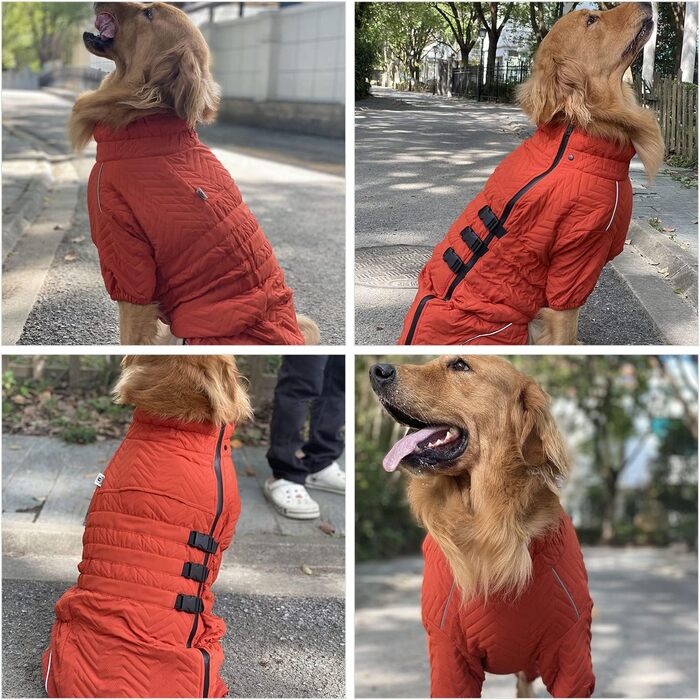 Теплий зимовий одяг для собак, двошарова жилетка, повна захист лап, вітро- та водонепроникна жилетка, світловідбиваюча жилетка для собак, костюм для активного відпочинку на відкритому повітрі, для малих, середніх та великих собак. Помаранчевий XXL 2XL (ba