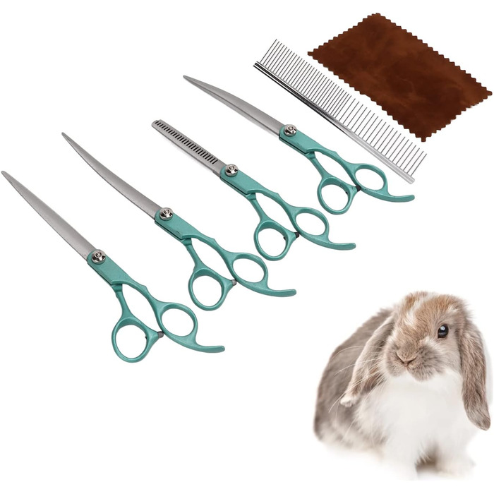 Набір для грумінгу собак: ножиці, 17.8 см, зелені, для собак, котів та кроликів
