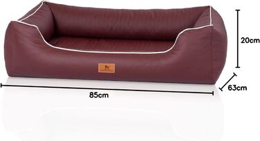 Ортопедичне собаче ліжко Knuffelwuff Lovelock M-L з штучної шкіри, 85 x 63 см, Бордовий - Знімний чохол, Легко мити, для великих, середніх та маленьких собак