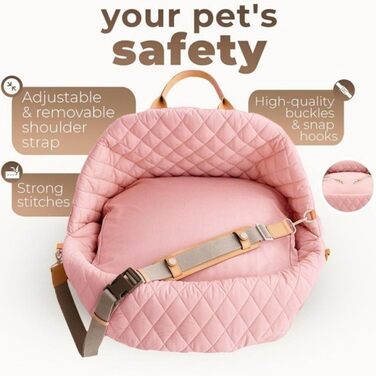 Міцна переноска для собак ZYHARUKO з кишенькою для зберігання, 3-сторонні кільця, неслизьке дно для авто, подорожей, дому, зручна для подорожей