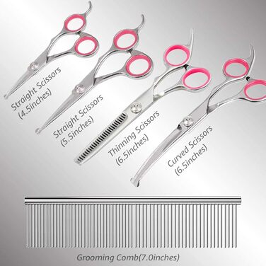 Набір професійних ножиць для грумінгу собак 9CR Edelstahl з безпечними закругленими кінцями. Комплект для догляду за шерстю собак, котів та інших тварин. Ідеально для вирівнювання, проріджування та стрижки.