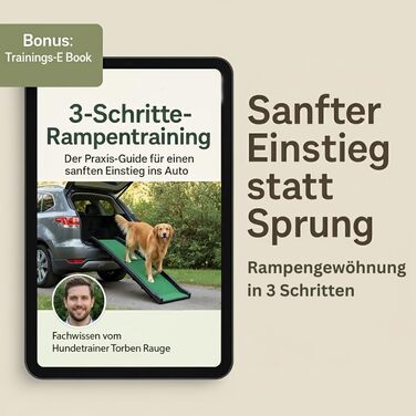 Рампа для собак Hunderampe - антиковзка з штучним газоном, складна, до 90 кг, 157x40 см. Підходить для автомобіля