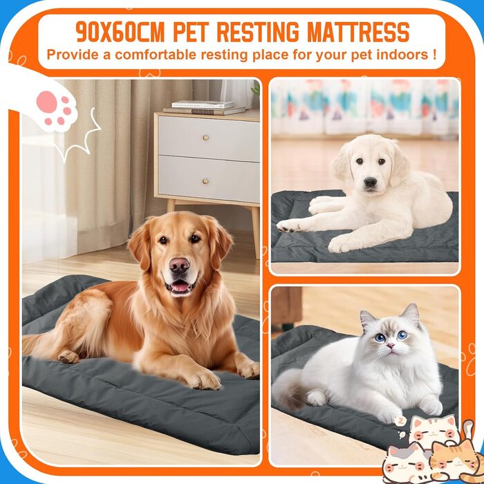 Лежанка для собак середнього розміру 90x60 см: водонепроникна, портативна, складана, для подорожей, в переноску, на диван, в авто