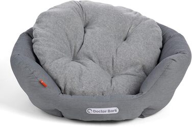 Кругле ліжко для собак Doctor Bark - м'яке, з ортопедичною подушкою, для собак середніх порід, миється до 95°C, Made in Germany (L - 60x50 см, світло-сірий)