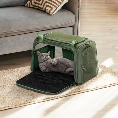 Транспортна переноска для котів та собак Petsfit, складна сумка-переноска, 47L x 30B x 30H см, оливковий колір
