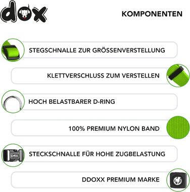DDOXX нейлоновий шлейка для собак, регульований, зелений, розмір XXS, для цуценят і дорослих