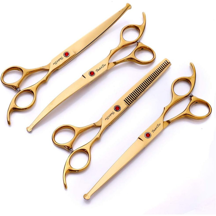 Набір професійних ножиць для грумінгу собак та котів (4 шт.) з нержавіючої сталі