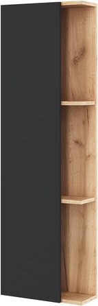 Вузька шафа для ванної Planetmöbel LUX 30x75x32 см, золота дуб/антрацит, бокова шафа для ванної кімнати