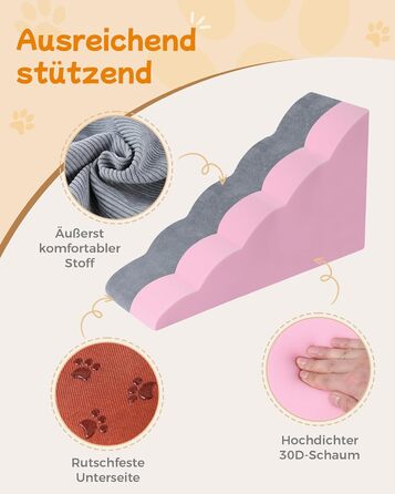Сходинки для собак 5-ступеневі, 60 см - для дивана та високого ліжка, з антиковзким покриттям, підходять для маленьких тварин та котів з артритом