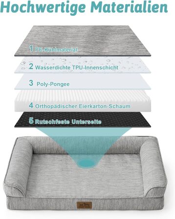 Ортопедичне ліжко для собак COZY KISS XL, 107x76x18 см - ліжко для великих собак з яйцеподібною піною та знімним чохлом