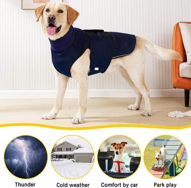 Заспокійлива куртка для собак Yanucy 2-в-1 з капюшоном для зменшення тривоги та захисту від шуму (зелений, синій)