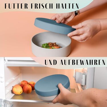 Миска для собак Ne&no® Silikon 1200 мл з кришкою | Безпечна, неслизька, для малих та середніх собак | Набір миски та кришки (сталево-блакитний)