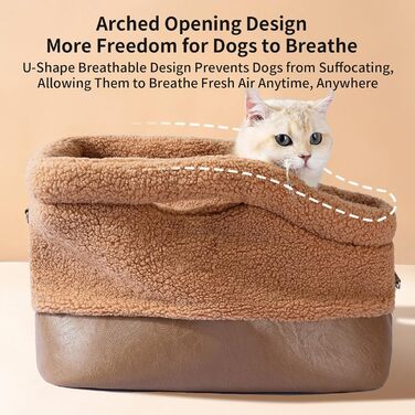 Сумка-переноска для собак та котів | Тепла, водонепроникна переноска для цуценят та малих собак, з безпечним ремінним кріпленням, коричнева