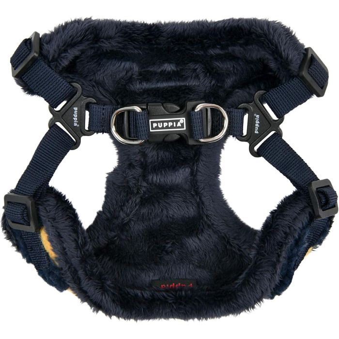 Шлейка для собак Puppia Stefan Comfort, тепла зимова, вафельний візерунок, регульована, для малих та середніх собак, синій, розмір S