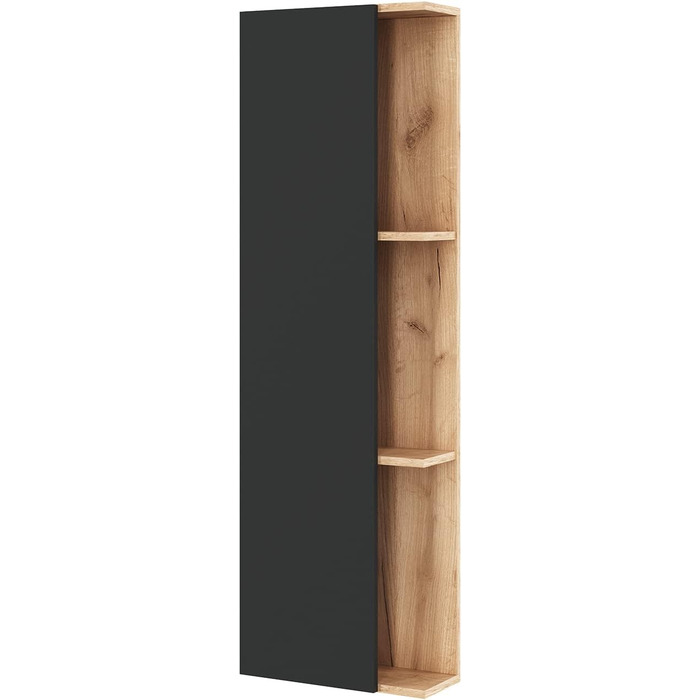 Вузька шафа для ванної Planetmöbel LUX 30x75x32 см, золота дуб/антрацит, бокова шафа для ванної кімнати