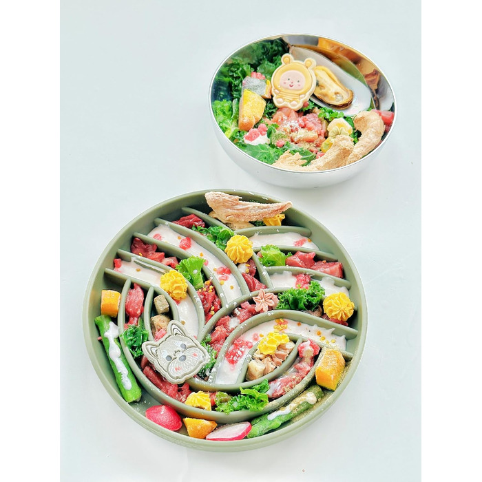 Миска OHMO Anti-Schling Napf для собак (Дерево життя), миска протиковтання для собак, котів, цуценят, здорове харчування, запобігання здуття живота, антиковзаюча, екологічне силікон, світло-зелений, L-Дерево життя