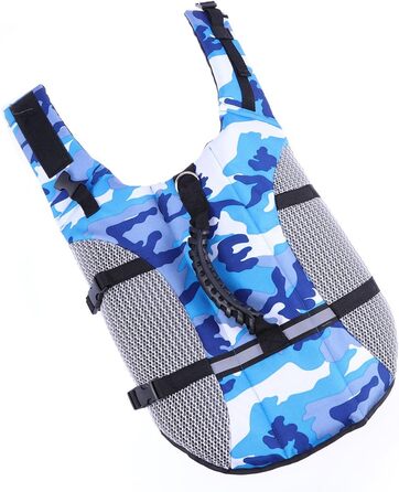 Рятувальний жилет для собак POPETPOP, регульований, дихаючий, з ручками та швидкою застібкою, блакитний (M)