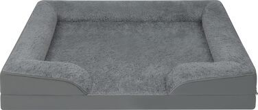 Ергономічне собаче ліжко Normani для великих, середніх та малих собак - ортопедична подушка для собак - диванчик для собак з високим бортиком (Антрацит, 50x60x14 см)