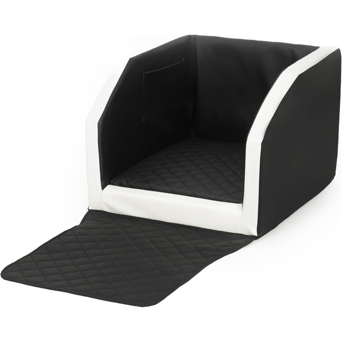 Автоматичне ліжко для собак у машину Velinda з ременем безпеки, 55x70 см, чорно-біле