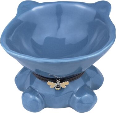 Підвищений годівниця для котів Busnos, керамічна, 14x13x11 см, блакитна