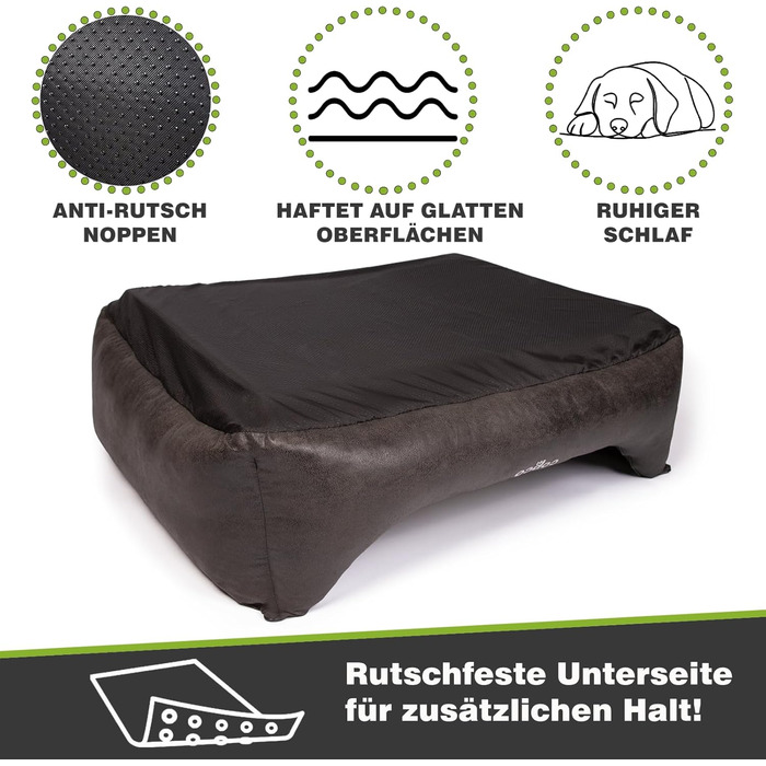 Ортопедичне ліжко для собак маленьких порід, чорне, 70x55 см. Зручне, антиковзне, з штучної шкіри, для дому. Легко миється, сумісне з Google.