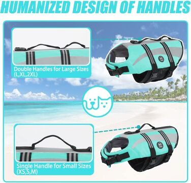 Жилет для плавання собак EMUST, Ripstop, великий розмір XXL, блакитний, для купання, плавання, відпочинку на човні