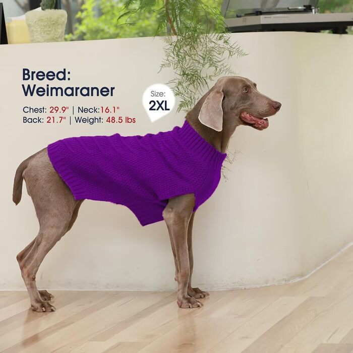 Теплий зимовий пуловер для собак IECOii, теплий пуловер для собак середнього та великого розміру, флісова куртка для собак, зимовий одяг для собак, світшот для собак (Medium, фіолетовий)