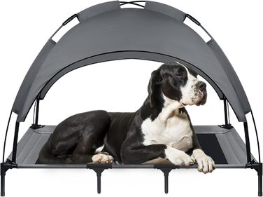 Лежанка для собак з балдахіном, велика, 92 x 76 x 92 см. Лежанка для тварин, водонепроникна, з дихаючим мережевим покриттям, для кемпінгу та пляжу. Розмір L (XL: 122 x 92 x 102 см)