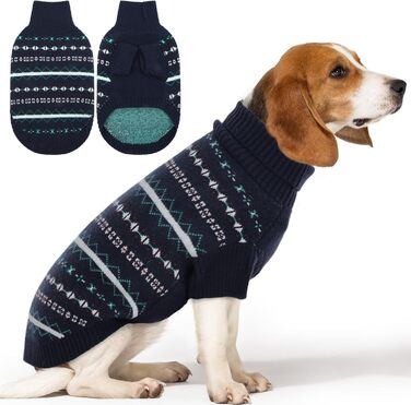 Теплий зимовий светр для собак великих порід Lelepet, синій, розмір L. Зручний, м'який, для повсякденного носіння, ідеальний для осені та зими.