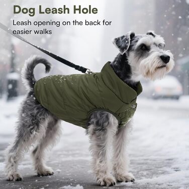 Зимовий теплий водонепроникний одяг для собак ASENKU: флісова куртка для малих порід (М, оливковий)