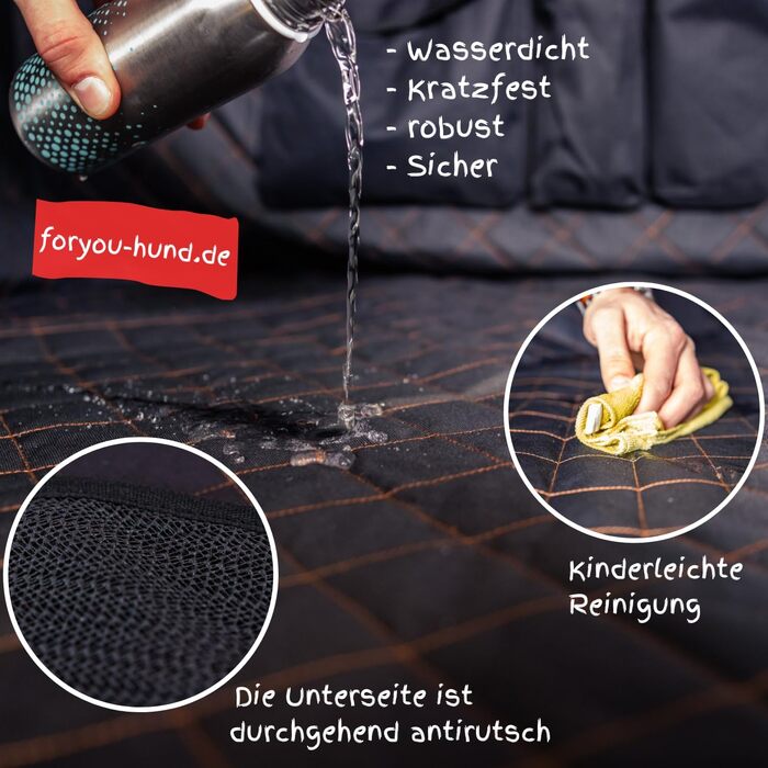 Захист для багажника з захистом краю вантажного отвору foryou® + килимок для собак - універсальний захист багажника для собак, водовідштовхувальний, стійкий до подряпин, преміум якість, Made in Germany