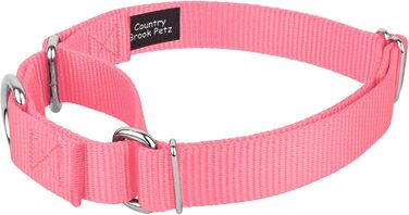 Стійкий нейлоновий мартингейл ошийник для собак Country Brook Petz, середній, 2.5 см, рожевий