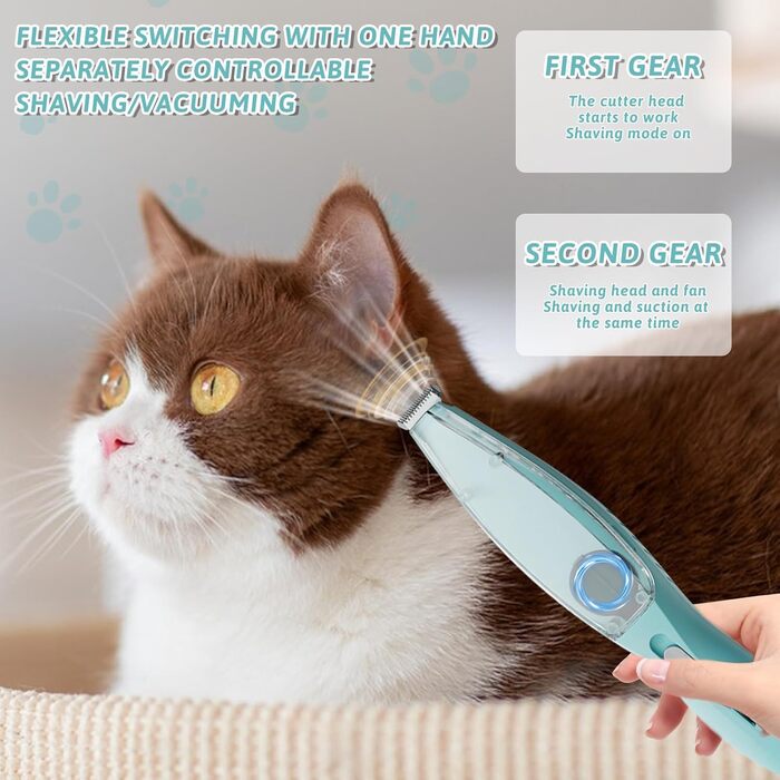 Професійний триммер для собак з пилососом та LED-підсвічуванням, для грумінгу лап, вух, обличчя. Підходить для собак та котів (Блакитний)