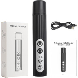 Шліфувальник для собачих кігтів | 3-ступеневий акумуляторний портативний LED | Шліфувальник для лапок, інструмент для собак - для дорослих, сім'ї, друзів, жінок та чоловіків, чорний