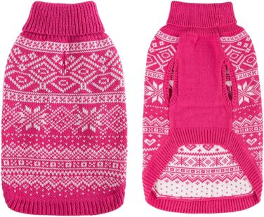 Пуловер для собак HOMIMP Argyle - теплий зимовий одяг для цуценят та собак різних розмірів. М'який теплий одяг для собак, червоний (S, рожевий)