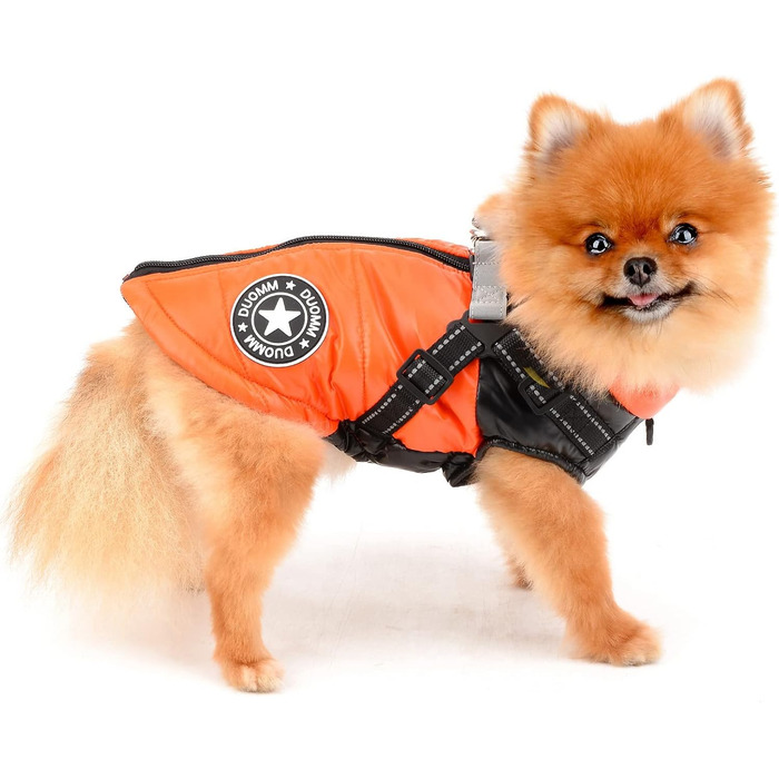 Водонепроникна зимова куртка для собак та котів SMALLLEE_LUCKY_STORE, оранжевого кольору, розмір M