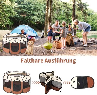 Портативний вольєр для цуценят та дрібних тварин 74x43 см (колір кавовий)