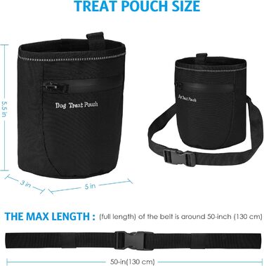 Сумка для ласощів для собак Brifit з магнітною застібкою, для тренувань, з регульованим шнурком, знімною внутрішньою кишенькою та дозатором для пакетів, 17.5 x 13.6 x 8 см