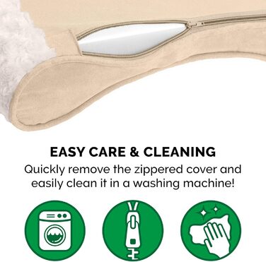 Крісло-ліжко для собак великих порід Furhaven з memory foam, знімний та пральний чохол, до 68 кг, штучне хутро та замша, кремовий колір, Jumbo Memory Foam, 130 x 91 x 20 см