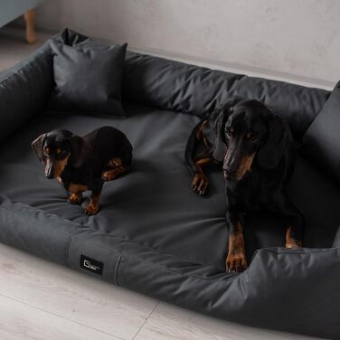 Ортопедичне ліжко для собак Puffi Orto, велике, середнє, маленьке - подушка для собак, килимок для собак з поліестеру - водовідштовхувальне, довговічне, зняття болю, стійке до зношування (XXL+|130x100см, Графіт)
