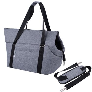 Сумка-переноска для собак BOUTIQUE ZOO XL до 15 кг – велика переноска для середніх собак та котів – м'яка, складна та пральна – 52×35×39 см – сіра